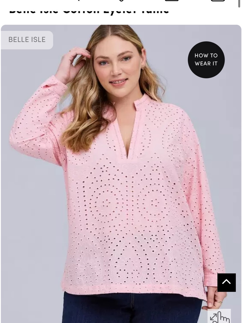torrid Pink Eyelet Long Sleeve Blouse
